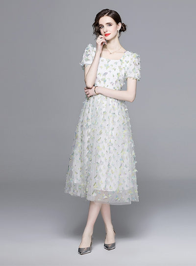 Bubble Sleeve Butterfly Dress