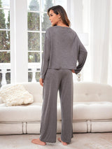 Solid Color Long Sleeve Pajamas Suit