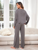 Solid Color Long Sleeve Pajamas Suit