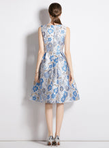 Slim Waist Sleeveless Vest Jacquard Dress
