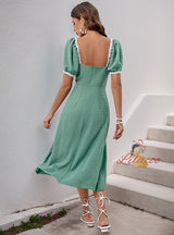 A-line Square Neck Split Dress