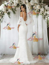 White Mermaid Lace Straps Wedding Dress
