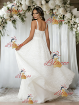 White Lace Straps Wedding Dress