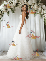 White Lace Straps Wedding Dress