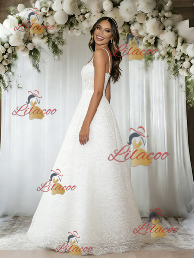 White Lace Straps Wedding Dress