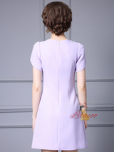 Purple Short Sleeve Mother Of The Bride Dress