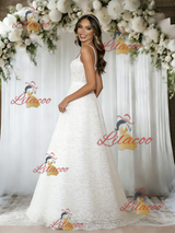 White Lace Straps Wedding Dress