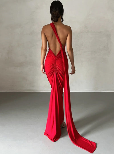 Sexy Backless Pleated Slim Sleeveless Dress