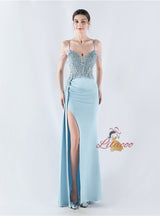 Mermaid Spaghetti Straps Beading Lace Prom Dress