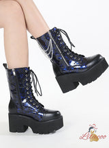 Thick Heel Thick Zipper Thick Color Matching Boots