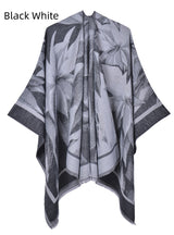 National Double-sided Fringed Split Shawl