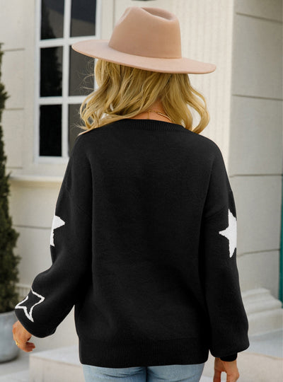Round Neck Five-pointed Star Pullover Sweater