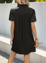 Loose Straight Beaded Lantern Sleeve Dress