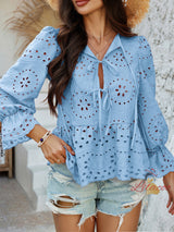 Loose Lace Solid Color Top Shirt