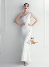 One Shoulder Mermaid Beading Prom Dress