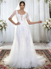 White Tulle Straps Appliques Wedding Dress