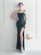 Mermaid Backless Sequins Beading Prom Dress