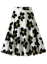 Elastic Waist Flower Print Skirt
