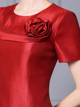 Simple Red Satin Mother Of The Bride Dress