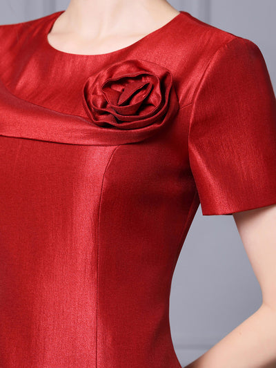 Simple Red Satin Mother Of The Bride Dress