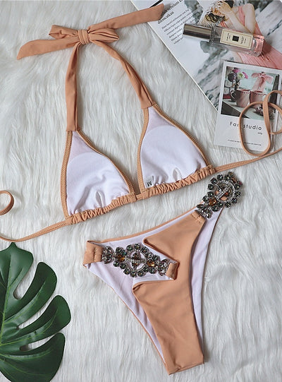 Strap Crystal Diamond Metal Accessories Swimsuit