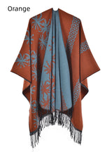 Double Tassels Increase Thick Split Cloak Shawl