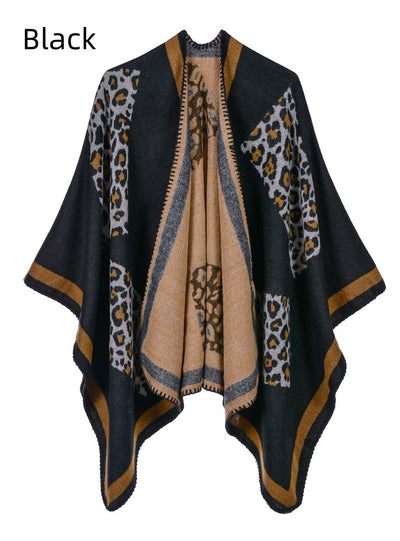 Ladies Leopard Cashmere Scarf Cloak