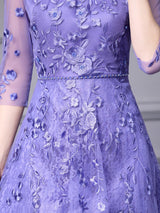 Purple Lace Tulle Mother Of The Bride Dress