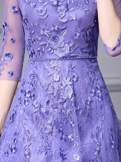 Purple Lace Tulle Mother Of The Bride Dress