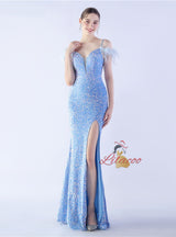 Mermaid Sequins Spaghetti Straps Prom Dress