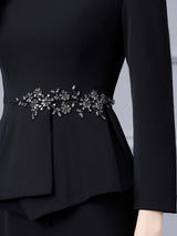 Black Long Sleeve V-neck Mother Of The Bride Dress