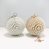 Hand-held Small Round Pearl Dinner Bag