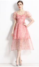 Palace Square Collar Bubble Sleeve Dress