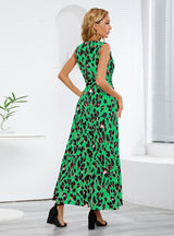 V-neck Leopard Print Slim Dress