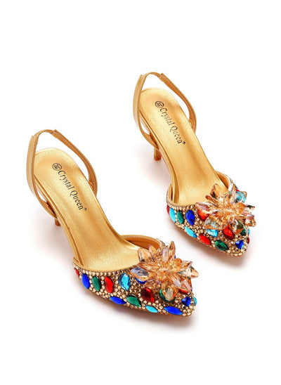 Shallow-mouthed Pointed Rhinestone Stiletto Sandals