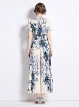 Pleated Loose T-shirt Top Slim Pleated Pants