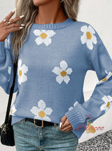 Women Long Sleeve Jacquard Sweater