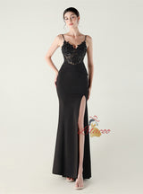 Mermaid Spaghetti Straps Lace Beading Prom Dress