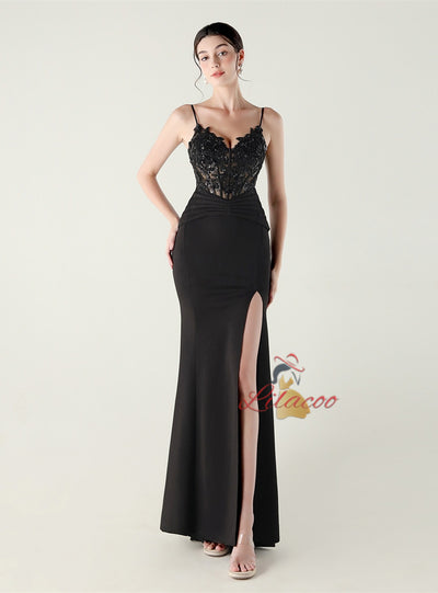 Mermaid Spaghetti Straps Lace Beading Prom Dress