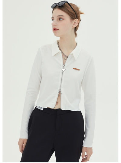 Slim-fit Zipper Long Sleeve Top