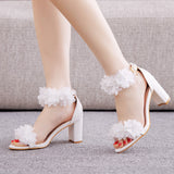 7 cm Round Head Flower High Heel Sandals