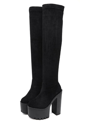 High-heeled Thick-heeled Slim Over-the-knee Elastic Boots