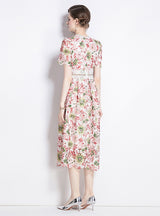 Slim Lace Print Long Dress