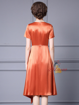 Orange Short Sleeve Mother Of The Bride Dress
