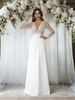 White Long Sleeve V-neck Sequins Wedding Dress