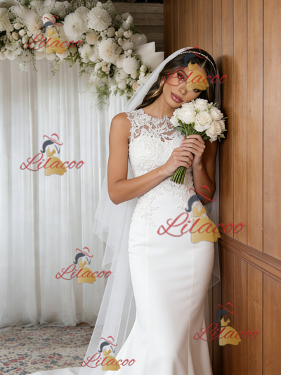 White Mermaid Lace Wedding Dress