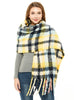 Polyester Plaid Tassel Padded Shawl Scarf