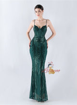 Mermaid Sequins Spaghetti Straps Prom Dress