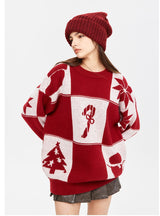 Christmas Pattern Jacquard Round Neck Sweater