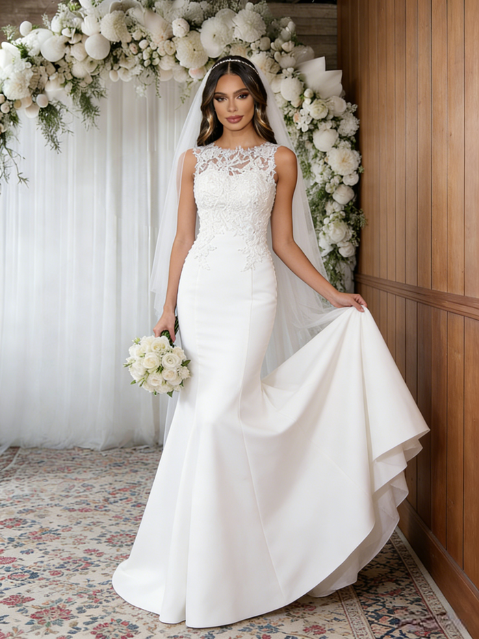 White Mermaid Lace Wedding Dress